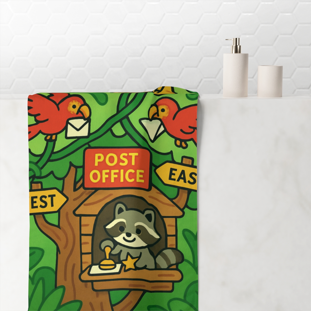 Jungle Planet Post Office With Parrot Messengers soft cotton towels