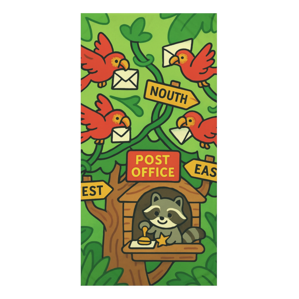 Jungle Planet Post Office With Parrot Messengers soft cotton towels