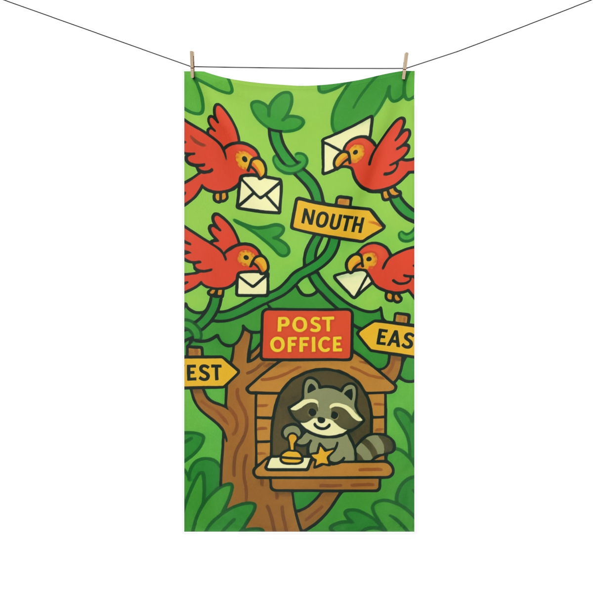 Jungle Planet Post Office With Parrot Messengers soft cotton towels