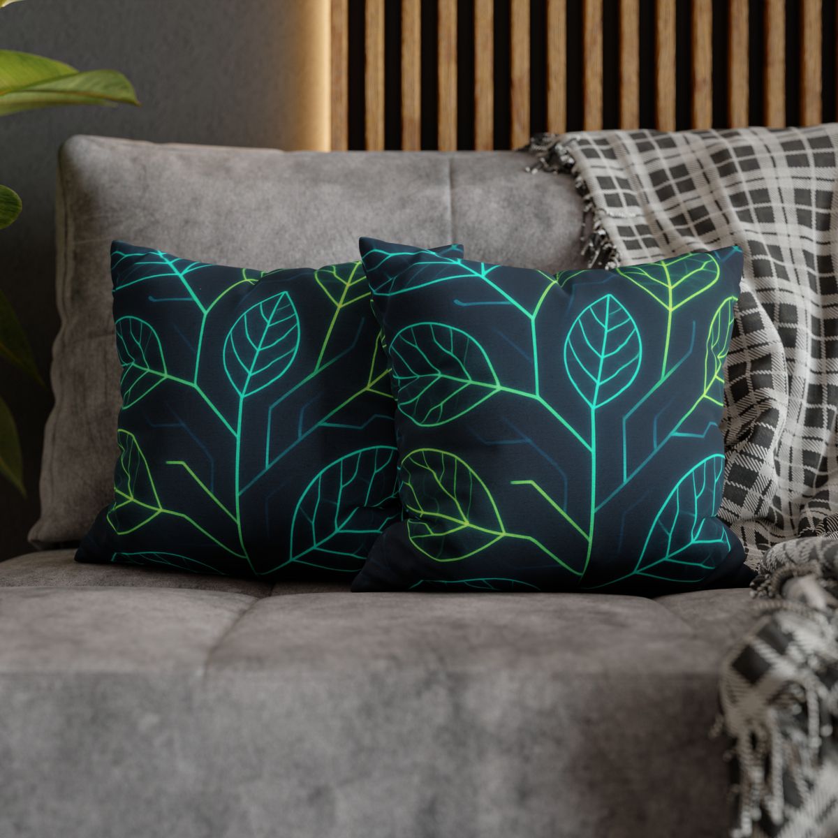 Leaf Vein Circuit Flow designer print pillow cases