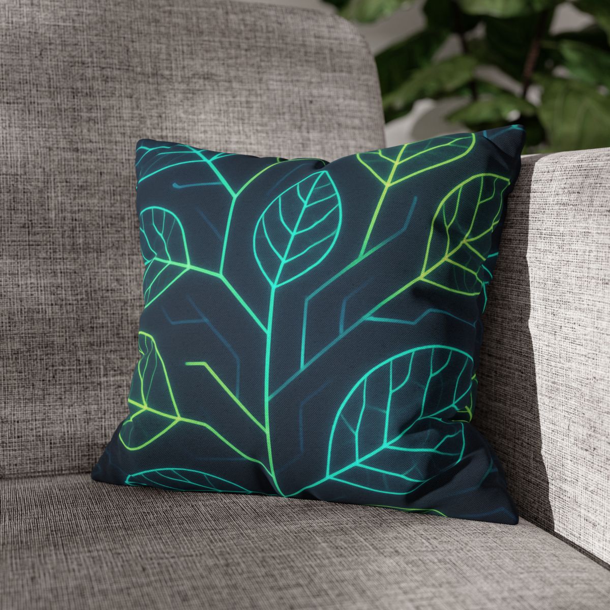 Leaf Vein Circuit Flow designer print pillow cases