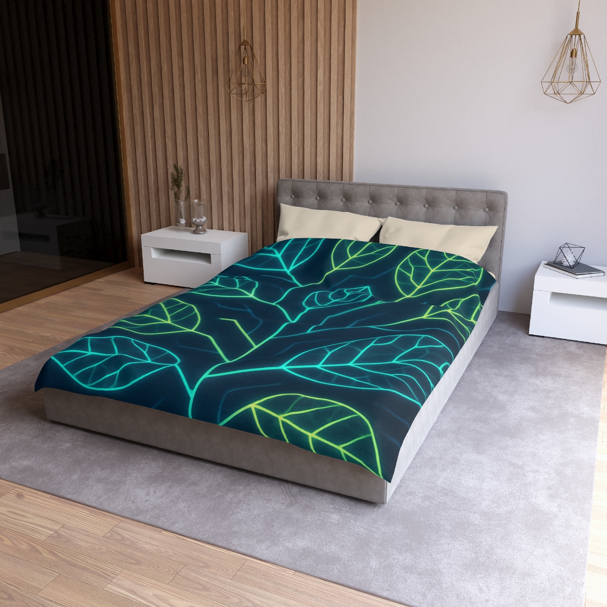 Leaf Vein Circuit Flow custom duvets