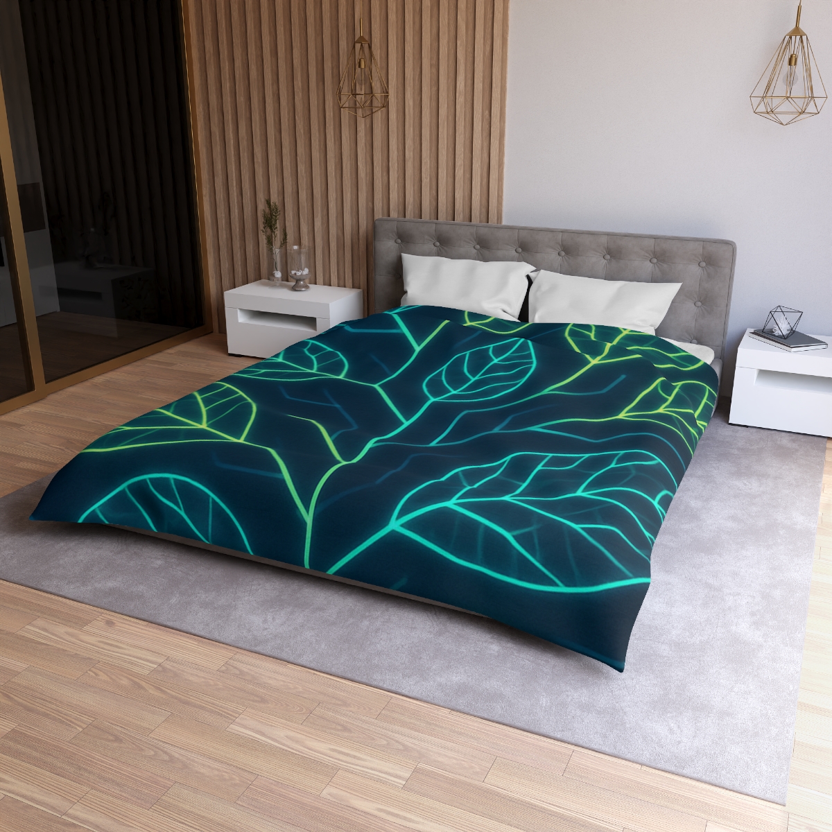 Leaf Vein Circuit Flow custom duvets