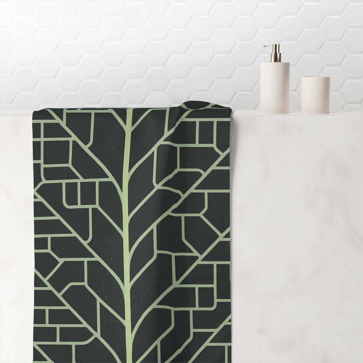 Leaf Vein Circuit Grid custom towels
