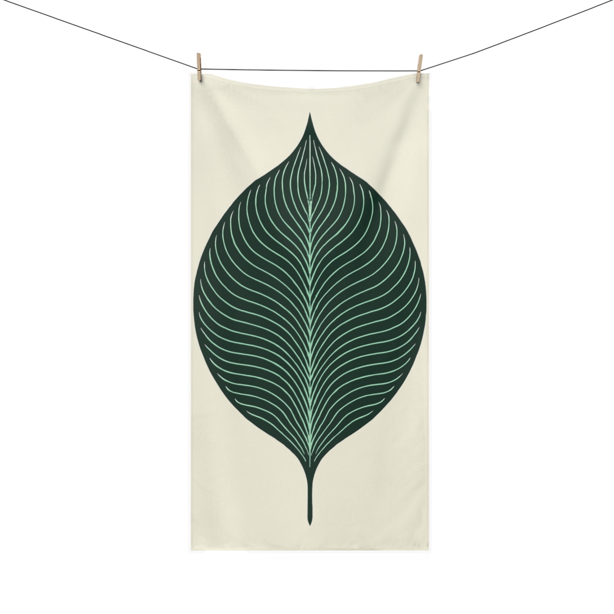 Leaf Vein Topography Lines designer printed towels