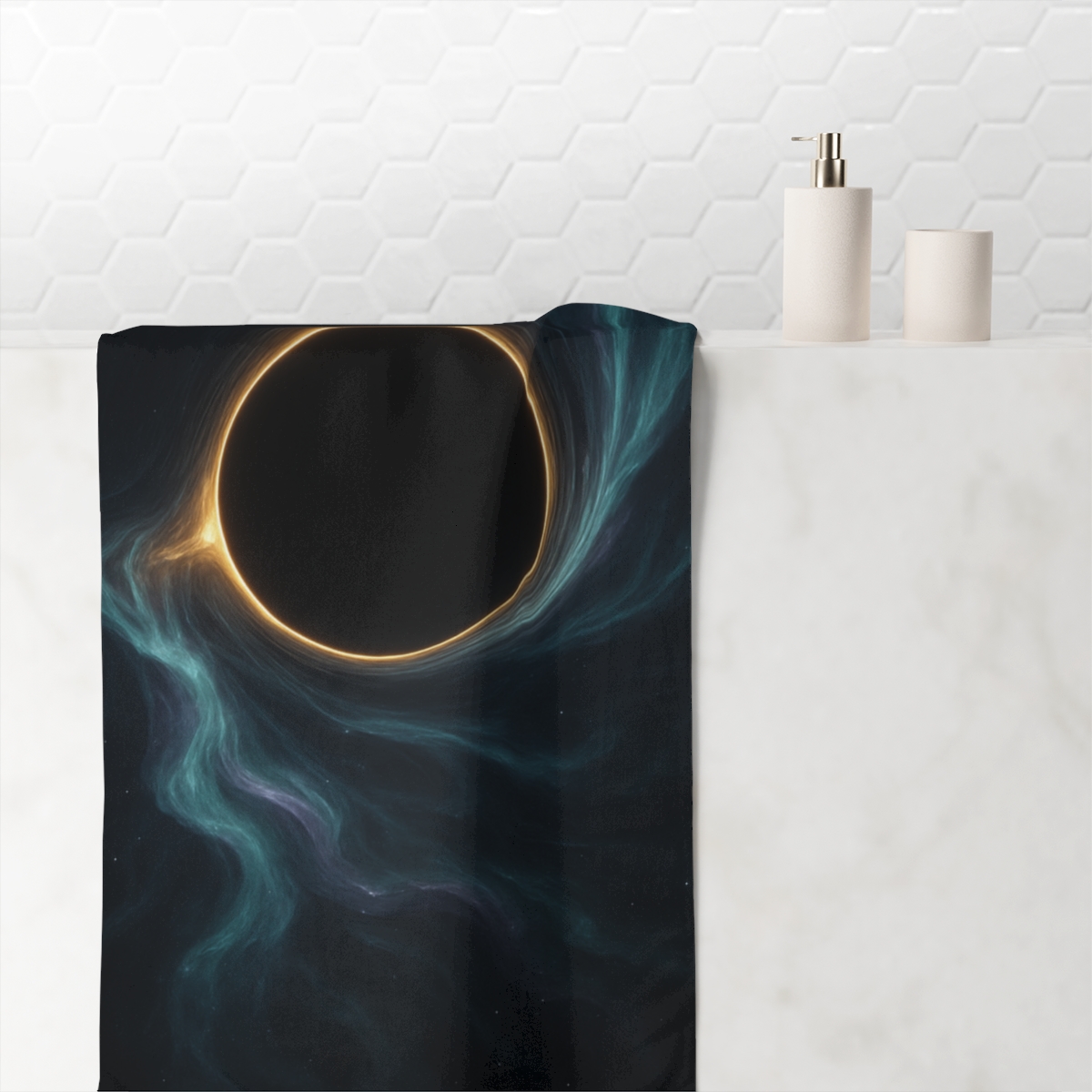 Luminous Event Horizon Bloom stylish beach towels
