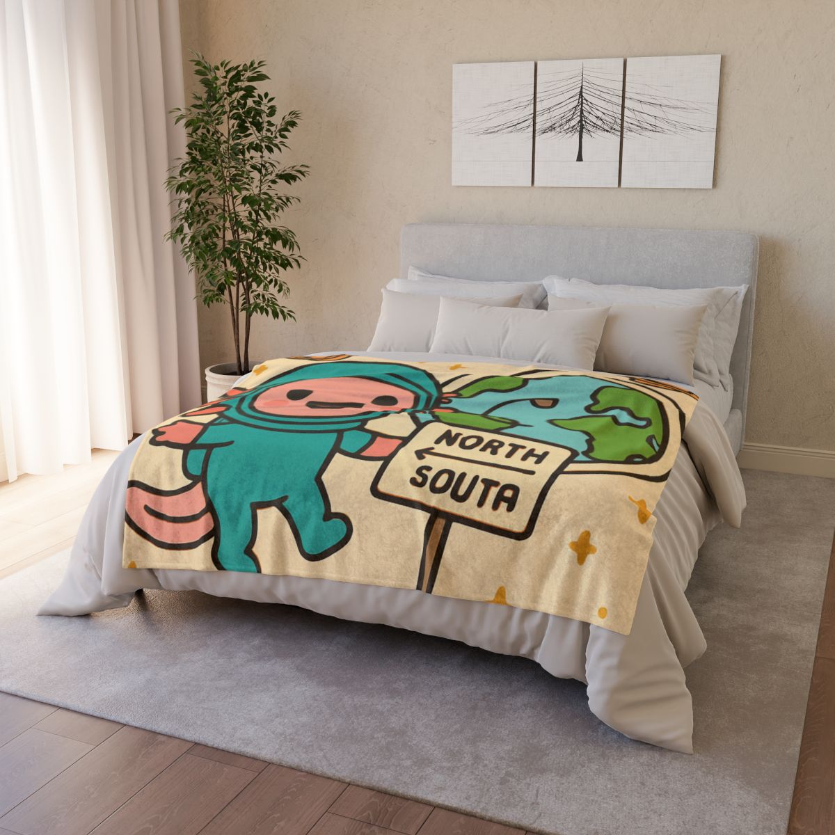 Luna The Axolotl Astronaut And The Bubble Planet Map stylish throw blankets