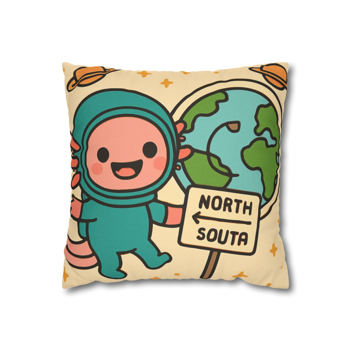 Luna The Axolotl Astronaut And The Bubble Planet Map custom pillow cases
