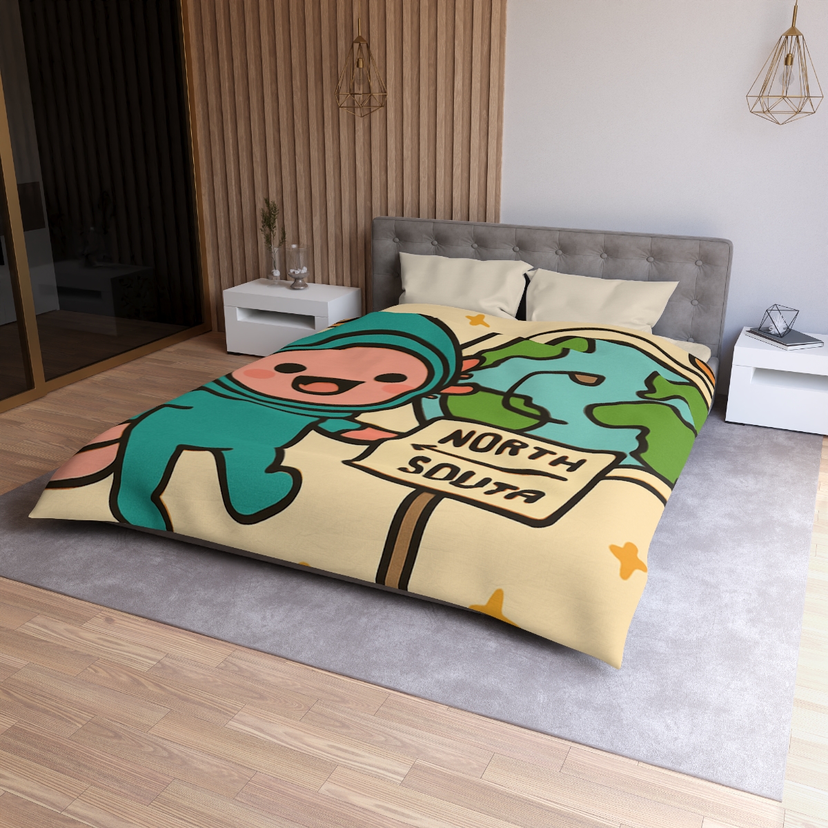 Luna The Axolotl Astronaut And The Bubble Planet Map stylish duvet covers