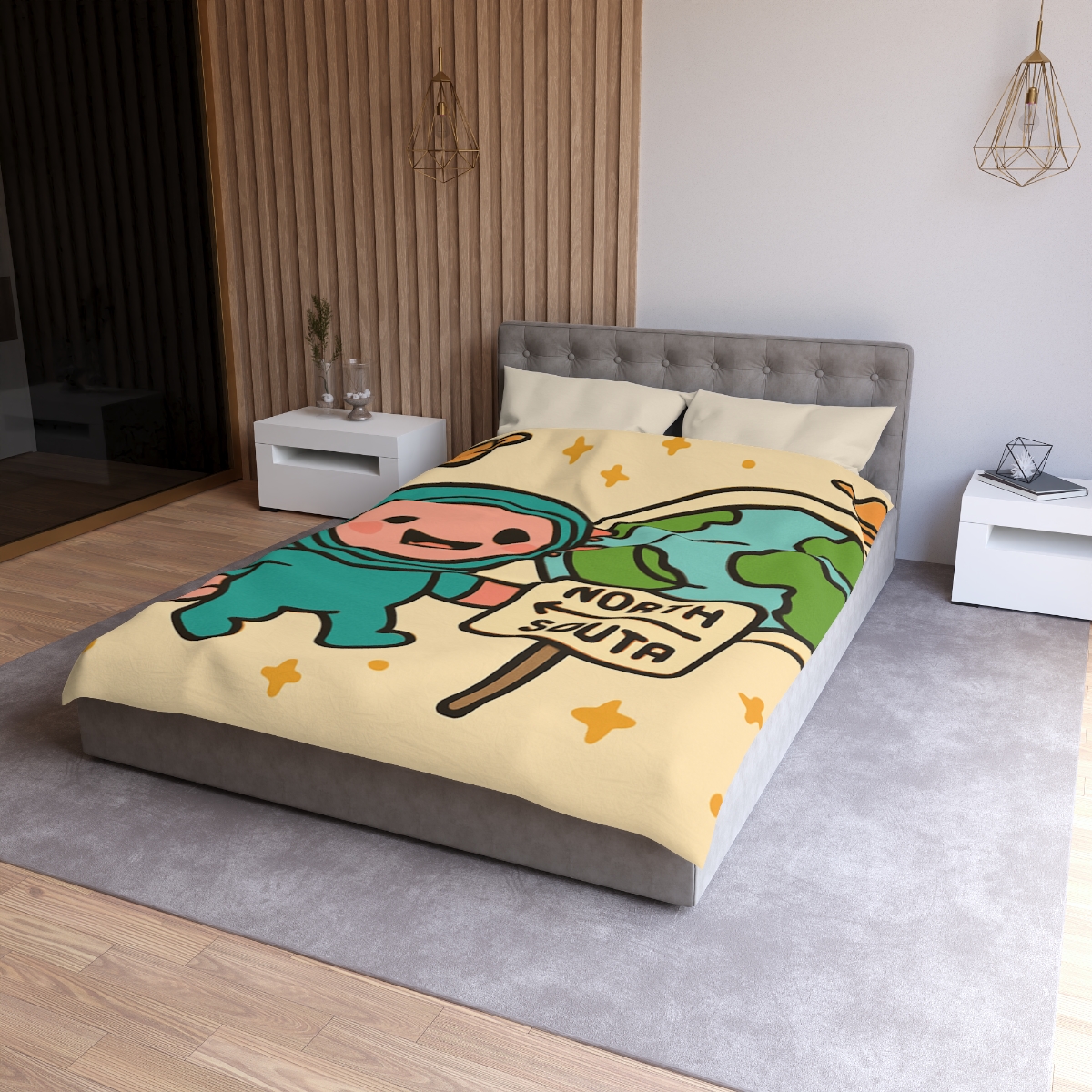 Luna The Axolotl Astronaut And The Bubble Planet Map stylish duvet covers