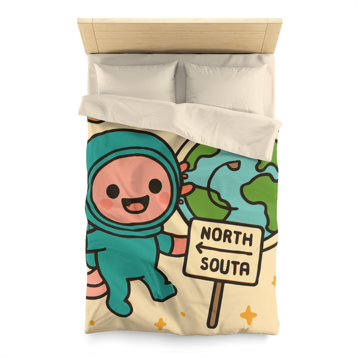 Luna The Axolotl Astronaut And The Bubble Planet Map stylish duvet covers