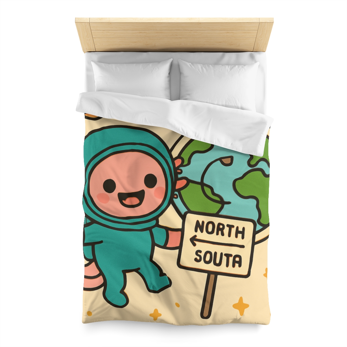 Luna The Axolotl Astronaut And The Bubble Planet Map stylish duvet covers