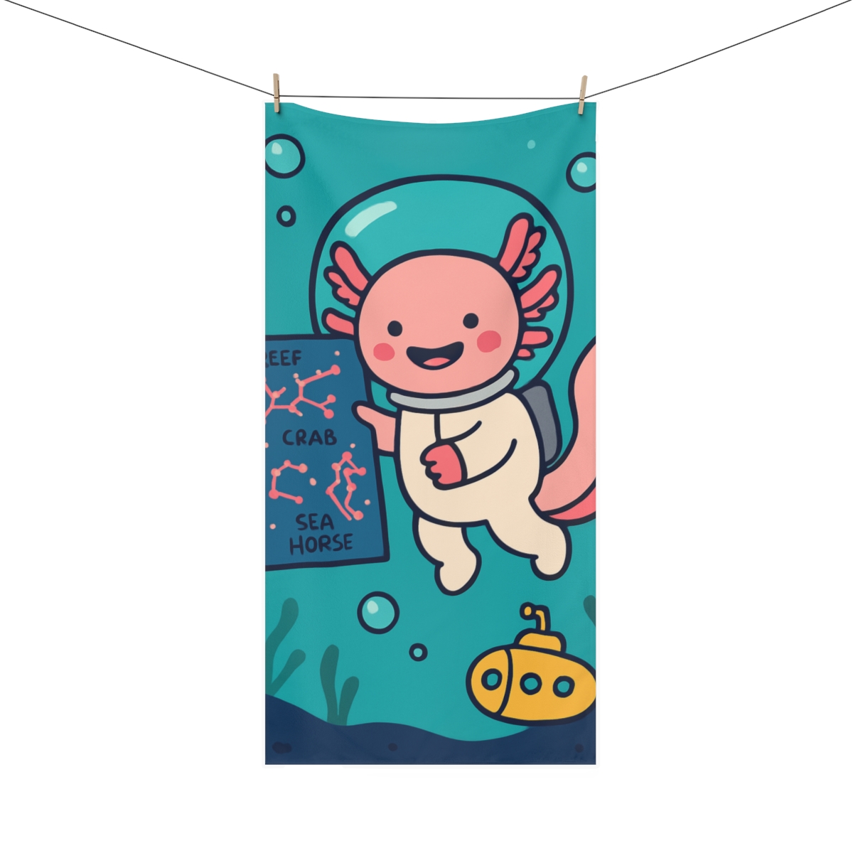 Luna The Axolotl Maps The Coral Constellations trendy hand towels
