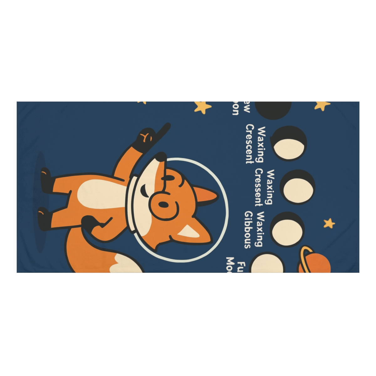 Luna The Moon Phase Fox soft cotton towels