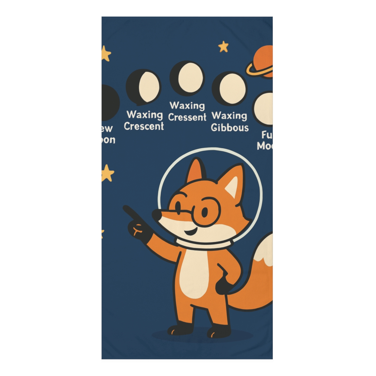 Luna The Moon Phase Fox soft cotton towels