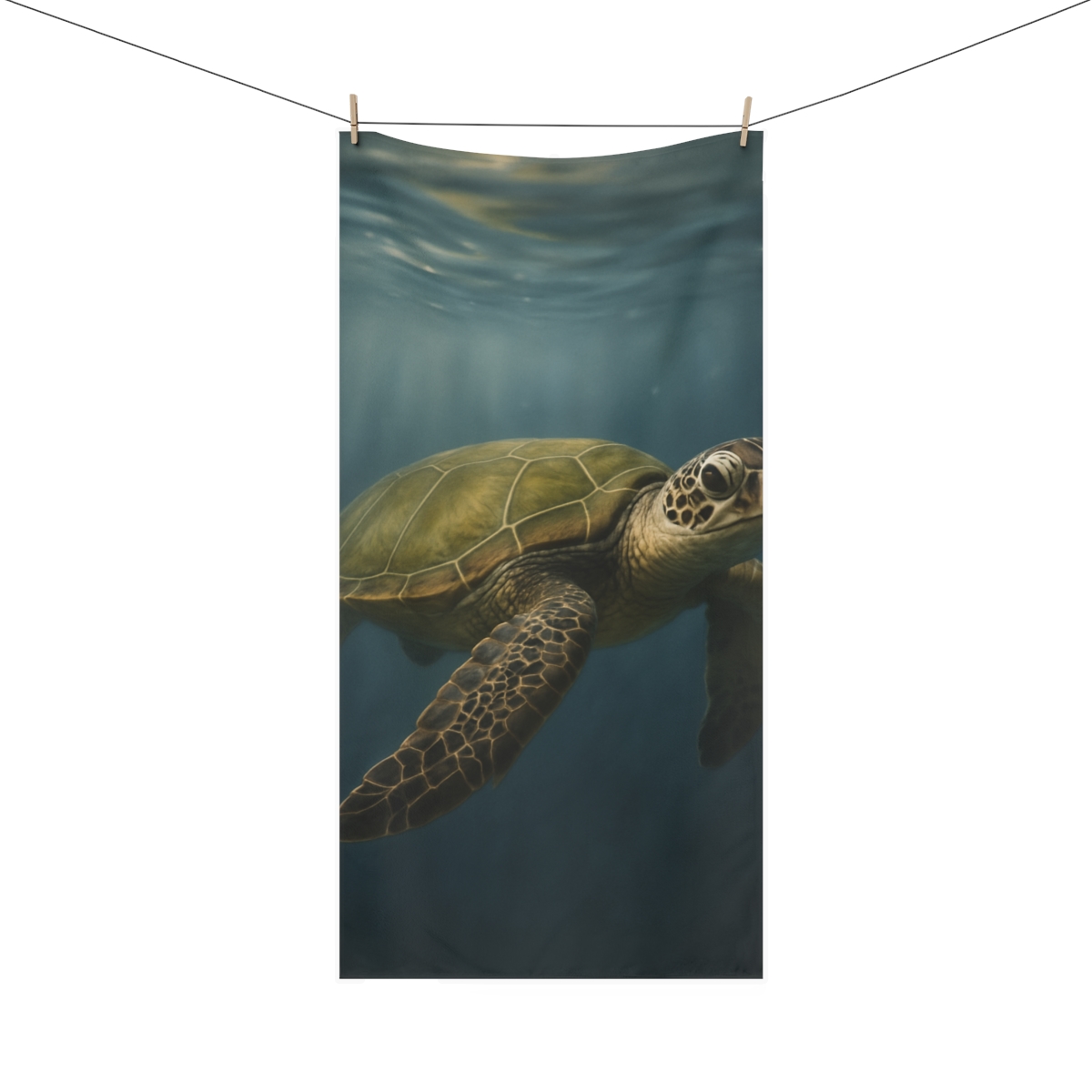 Lunar Calm Green Sea Turtle designer printed towels