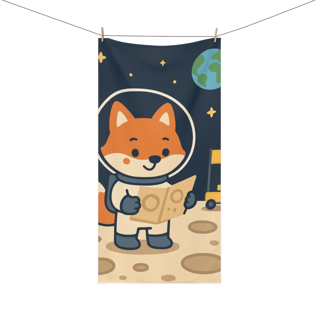 Lunar Fox And The Crater Map unique gift towels