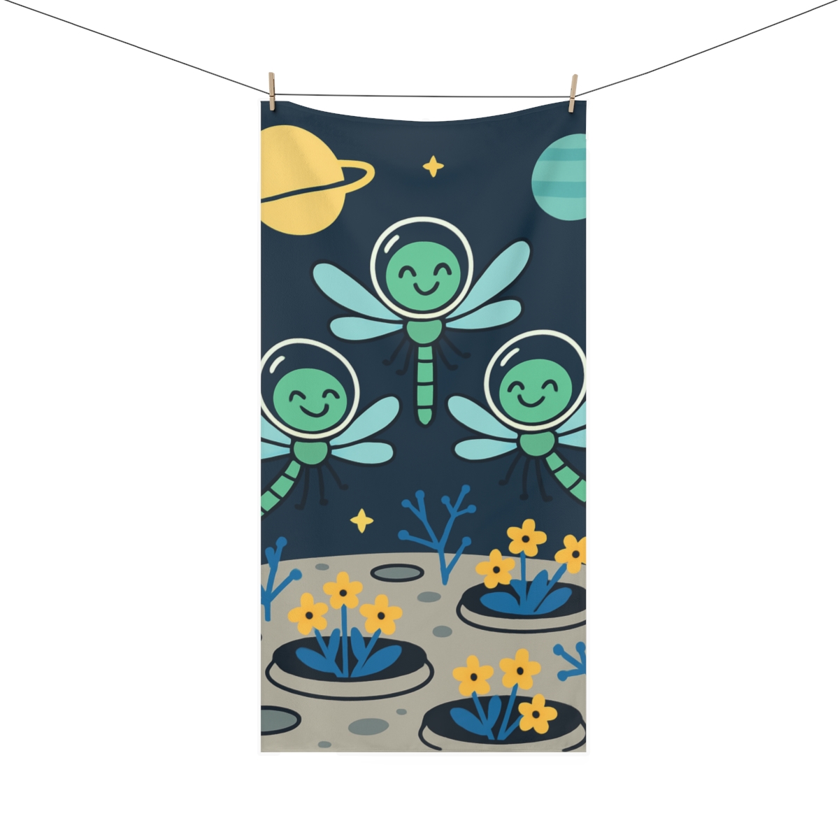 Lunar Garden Dragonflies soft cotton towels