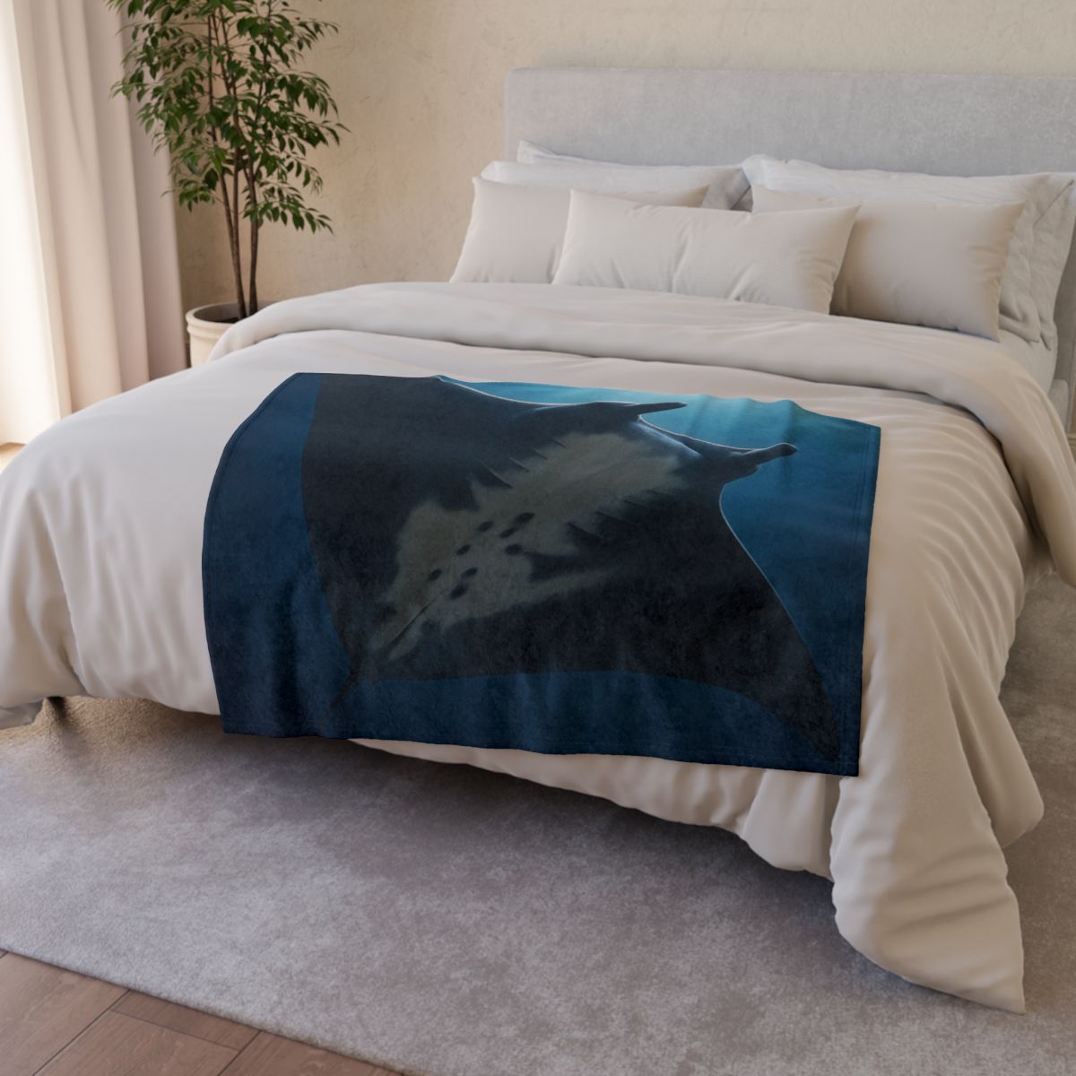 Manta Ray Moon Glide decorative home blankets