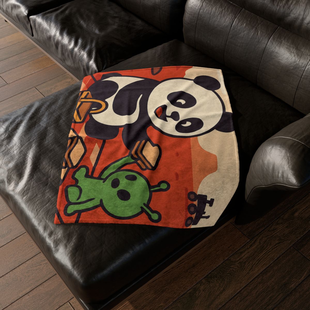 Martian Panda Picnic personalized cozy blankets