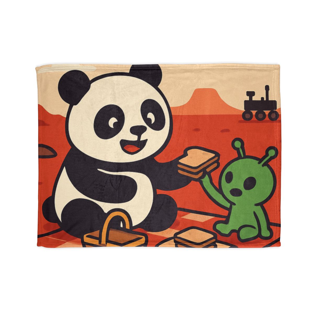 Martian Panda Picnic personalized cozy blankets