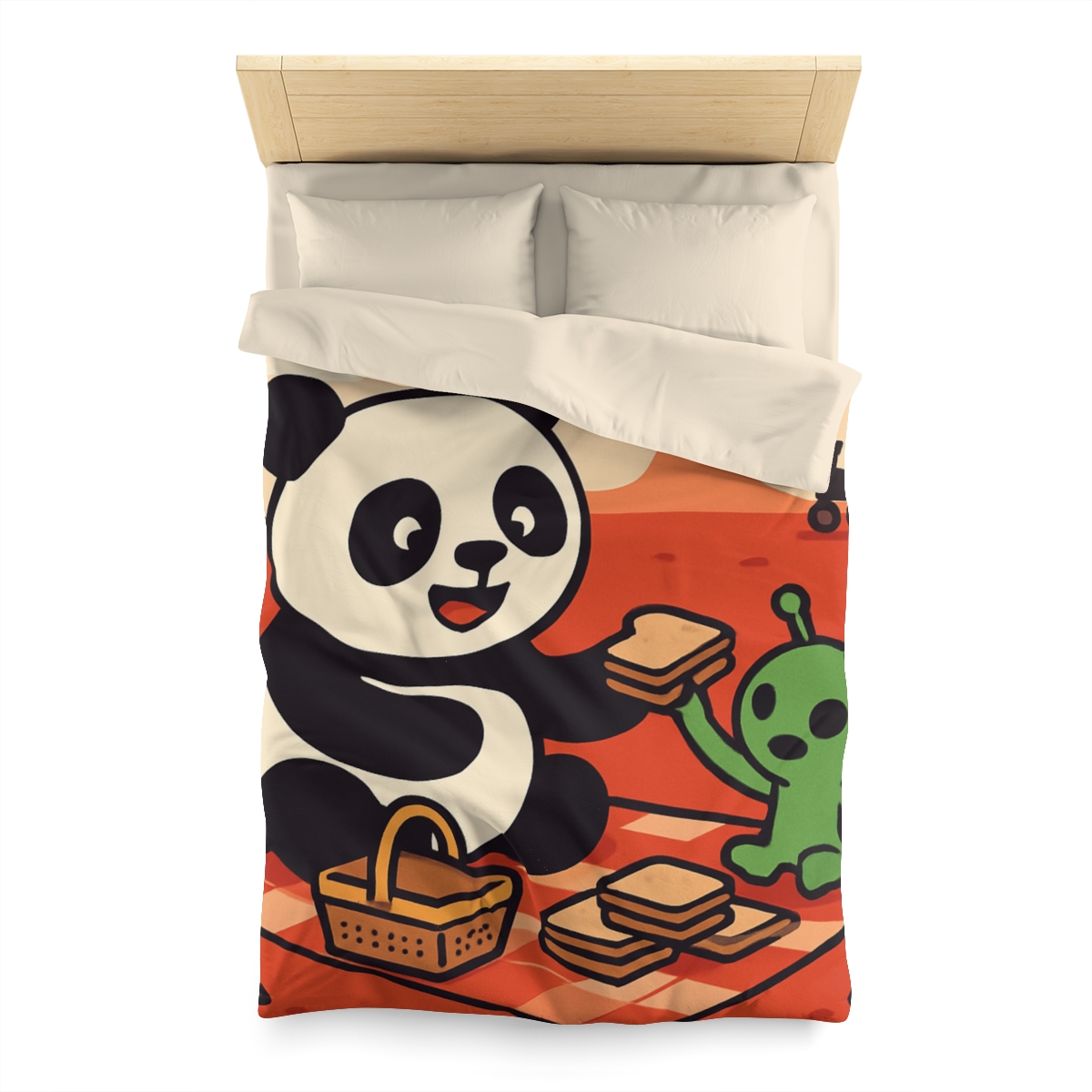 Martian Panda Picnic custom duvets