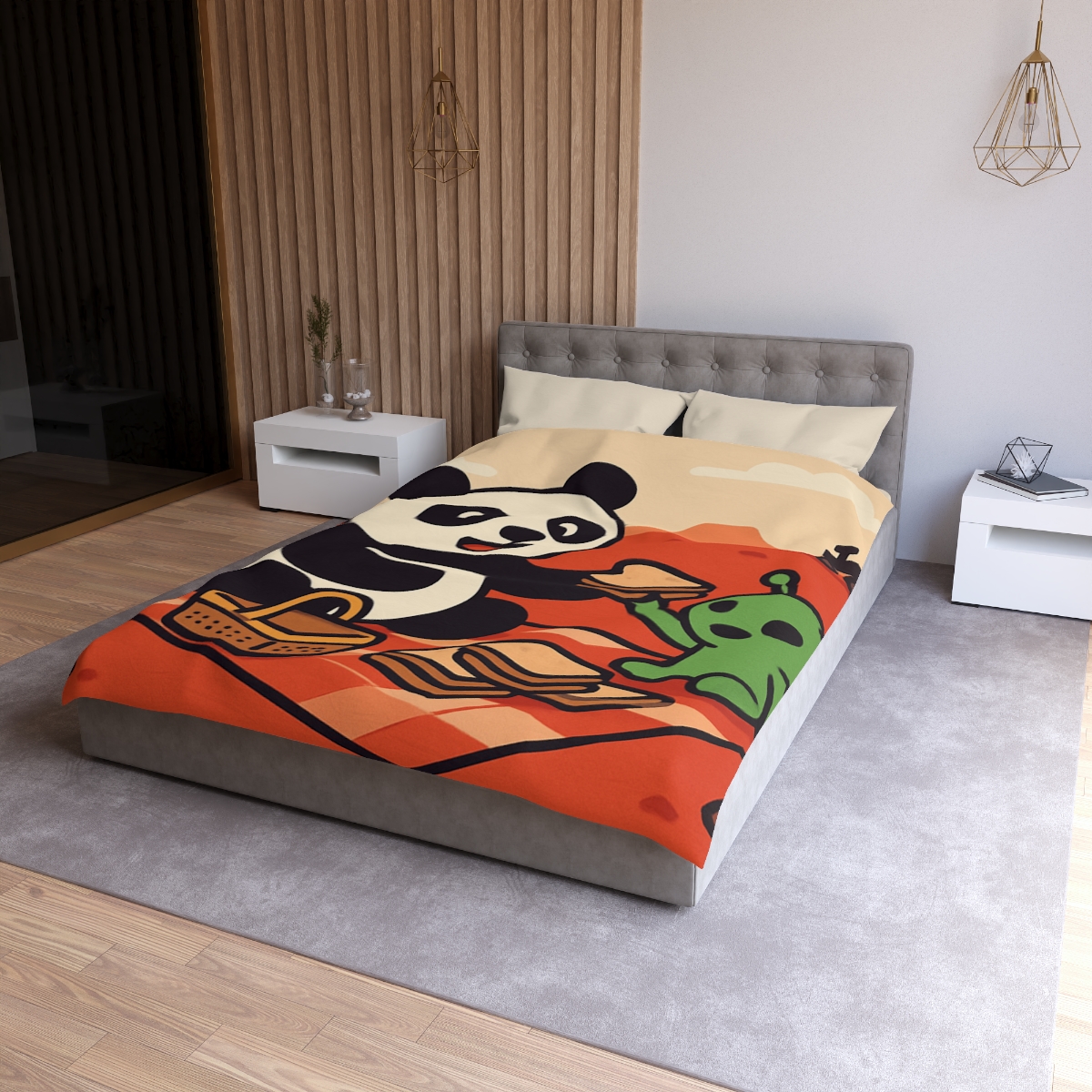 Martian Panda Picnic custom duvets