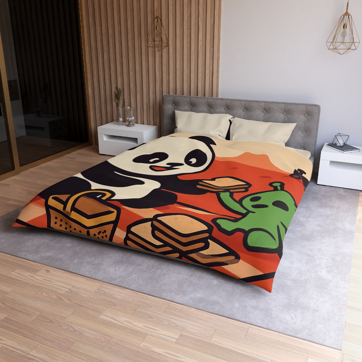 Martian Panda Picnic custom duvets