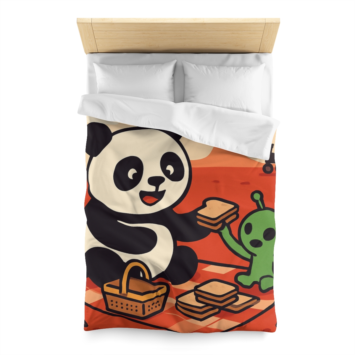 Martian Panda Picnic custom duvets