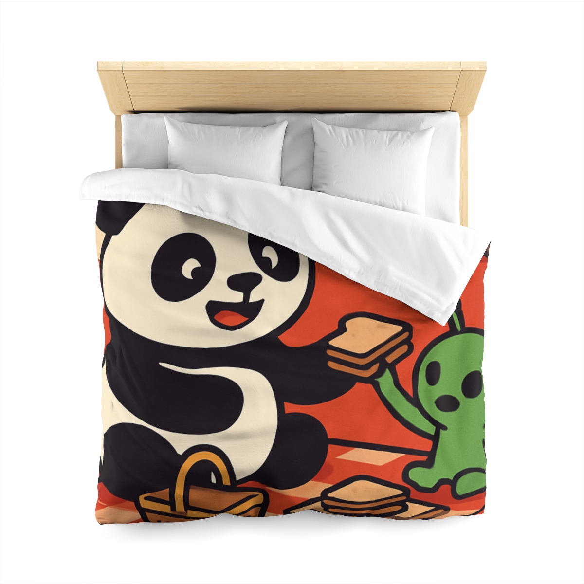 Martian Panda Picnic custom duvets