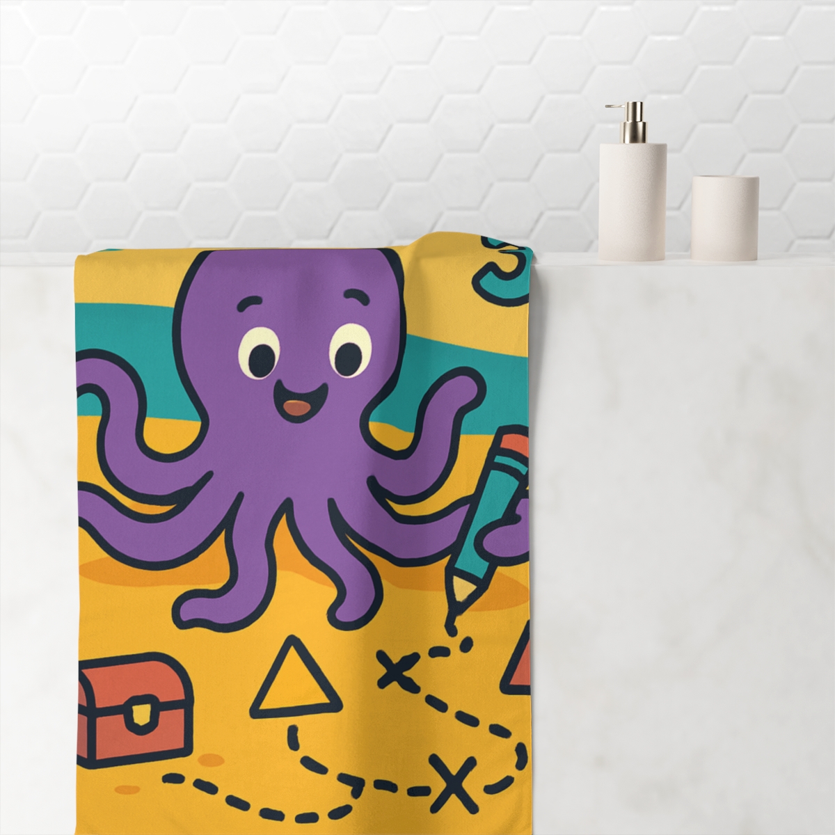 Math Mapping Octopus soft cotton towels