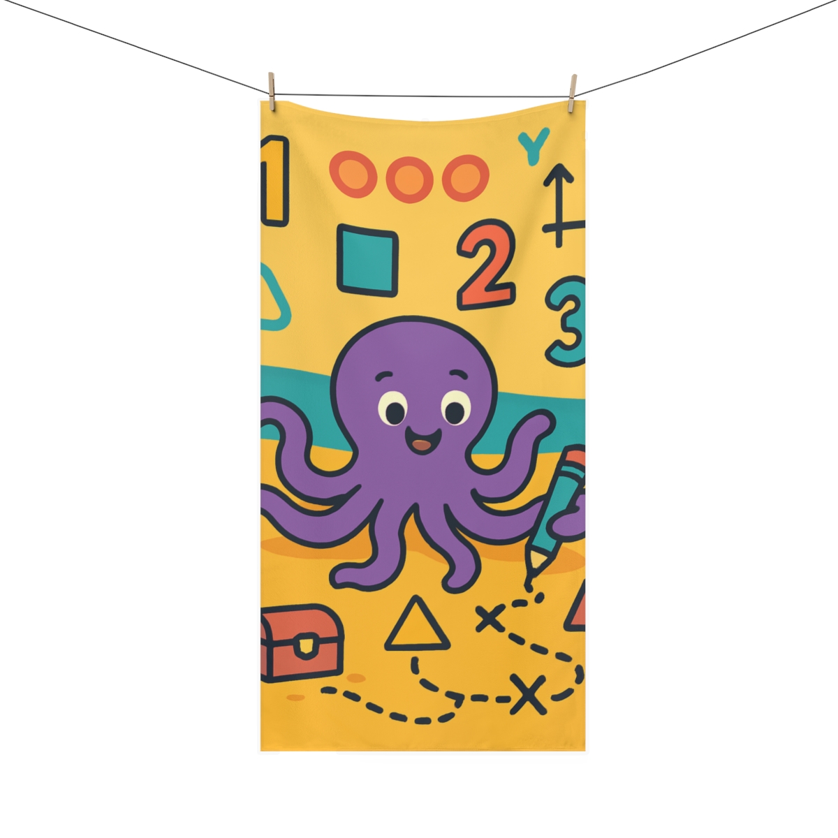 Math Mapping Octopus soft cotton towels