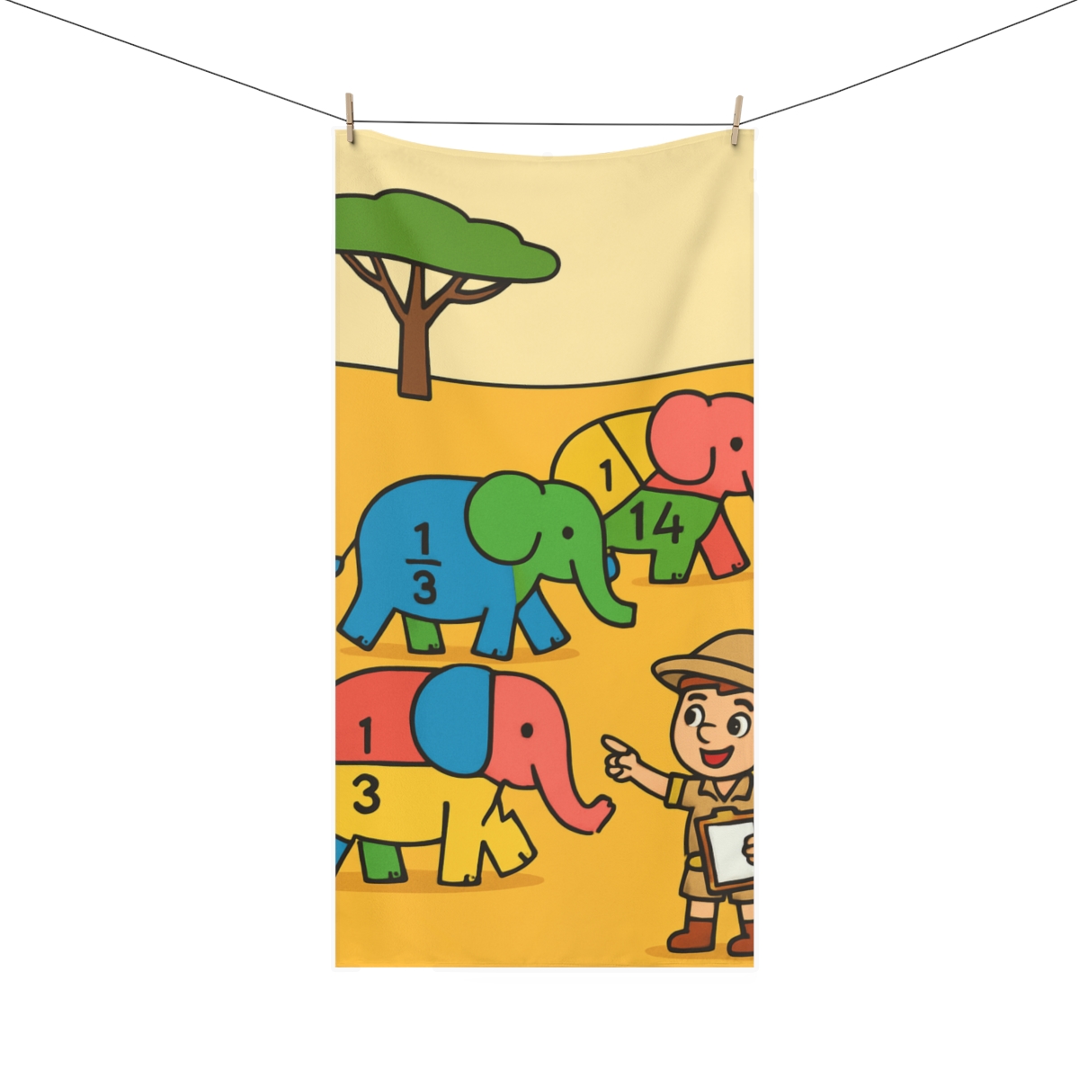 Math Safari With The Fraction Elephants designer printed towels