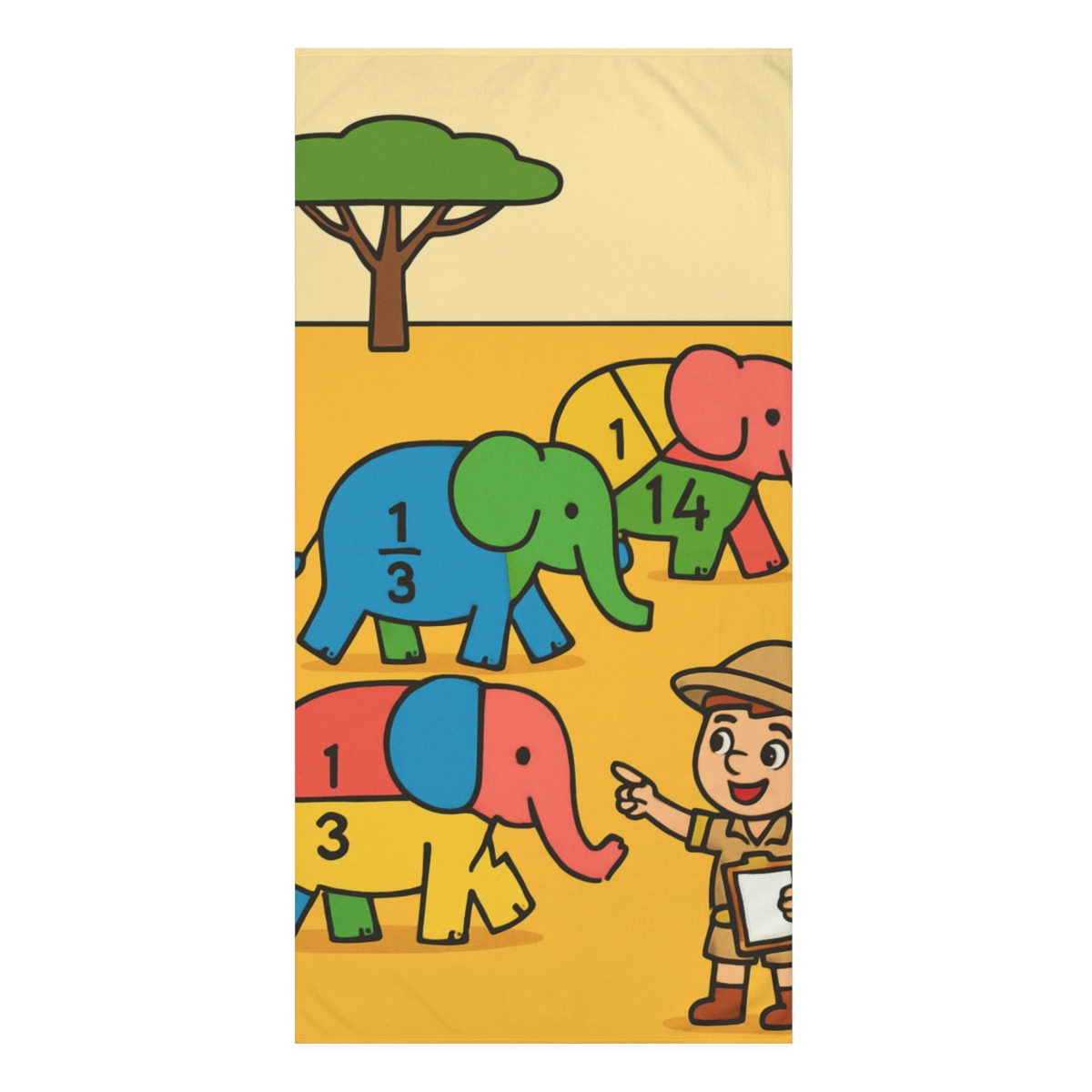 Math Safari With The Fraction Elephants designer printed towels