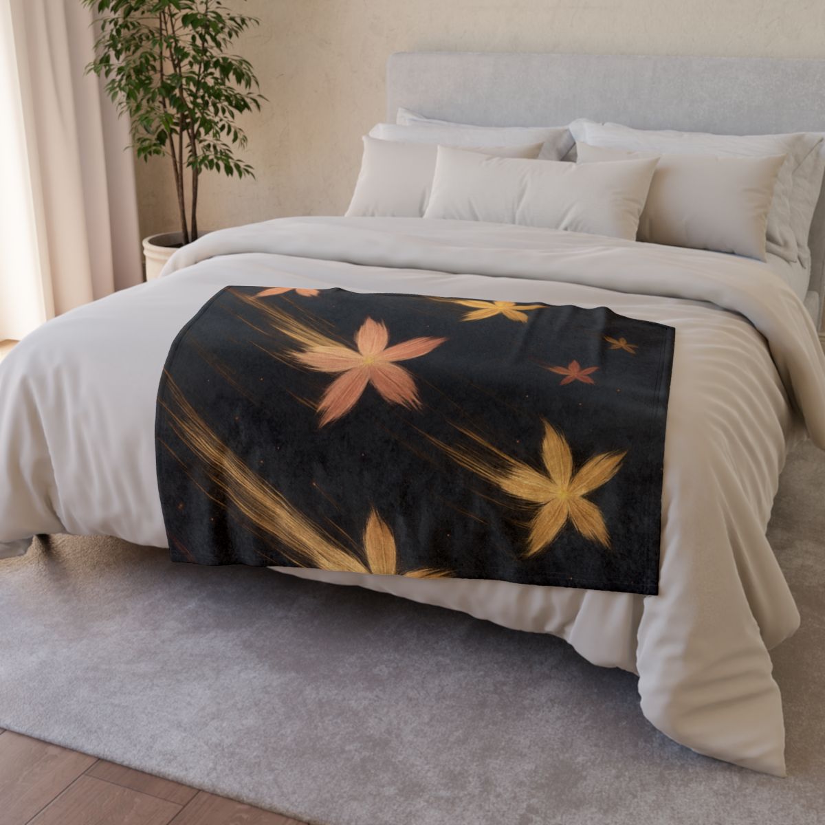 Meteor Blossom Drift designer printed blankets