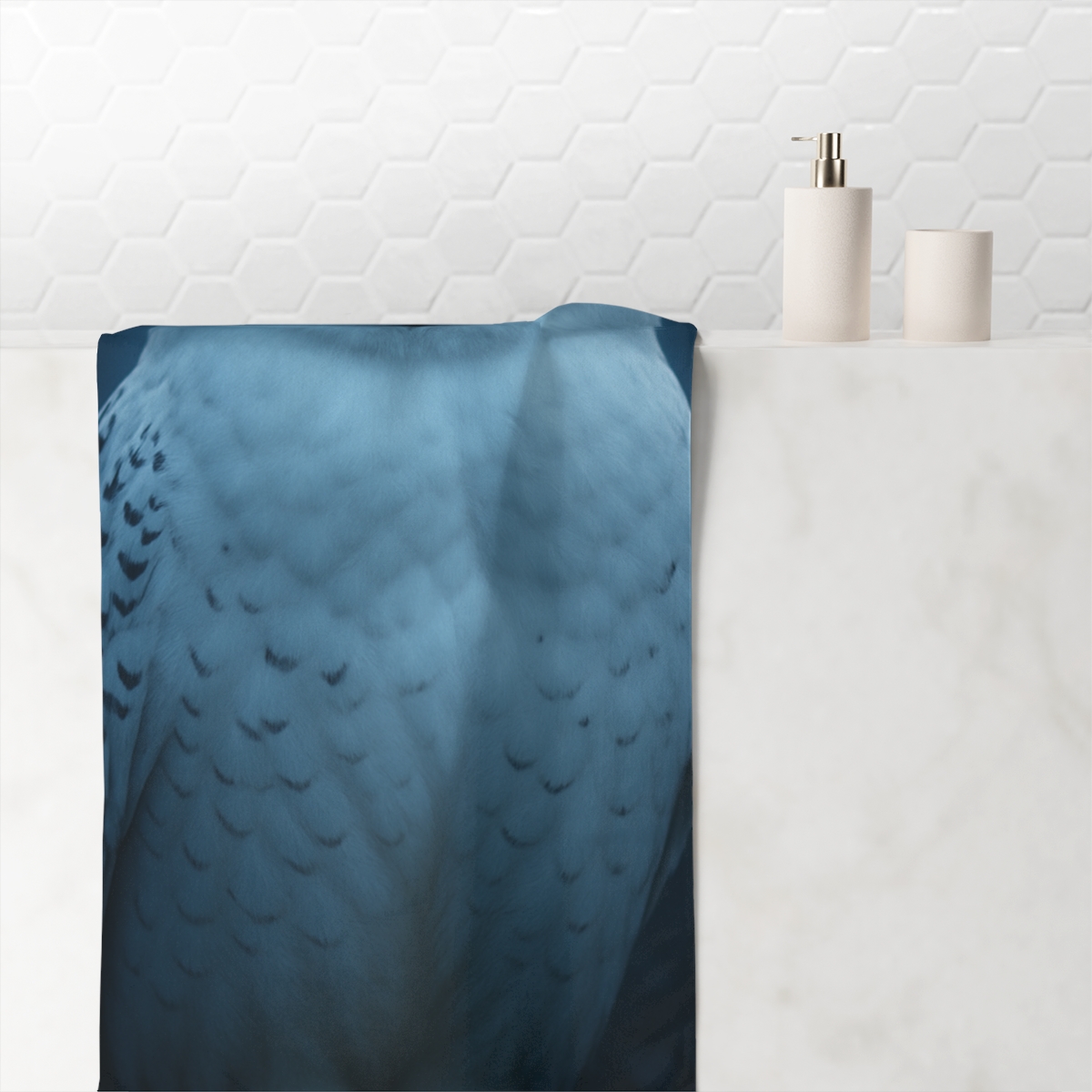 Midnight Watch Snowy Owl trendy hand towels