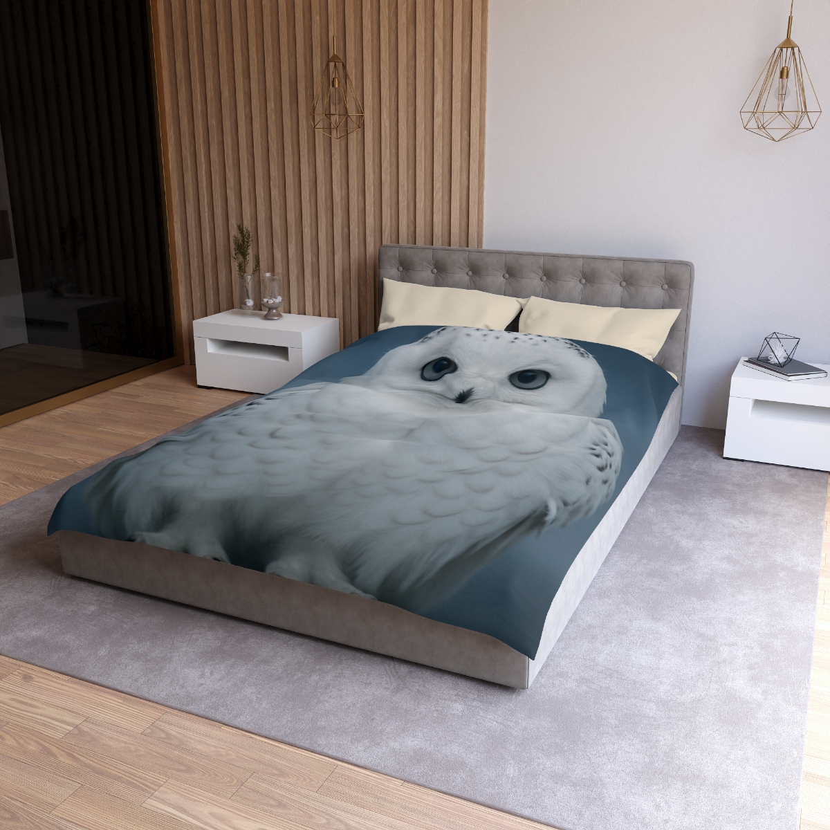 Midnight Watch Snowy Owl designer printed duvets