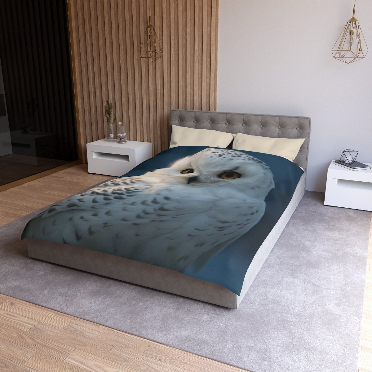 Midnight Watch Snowy Owl personalized bedding duvets