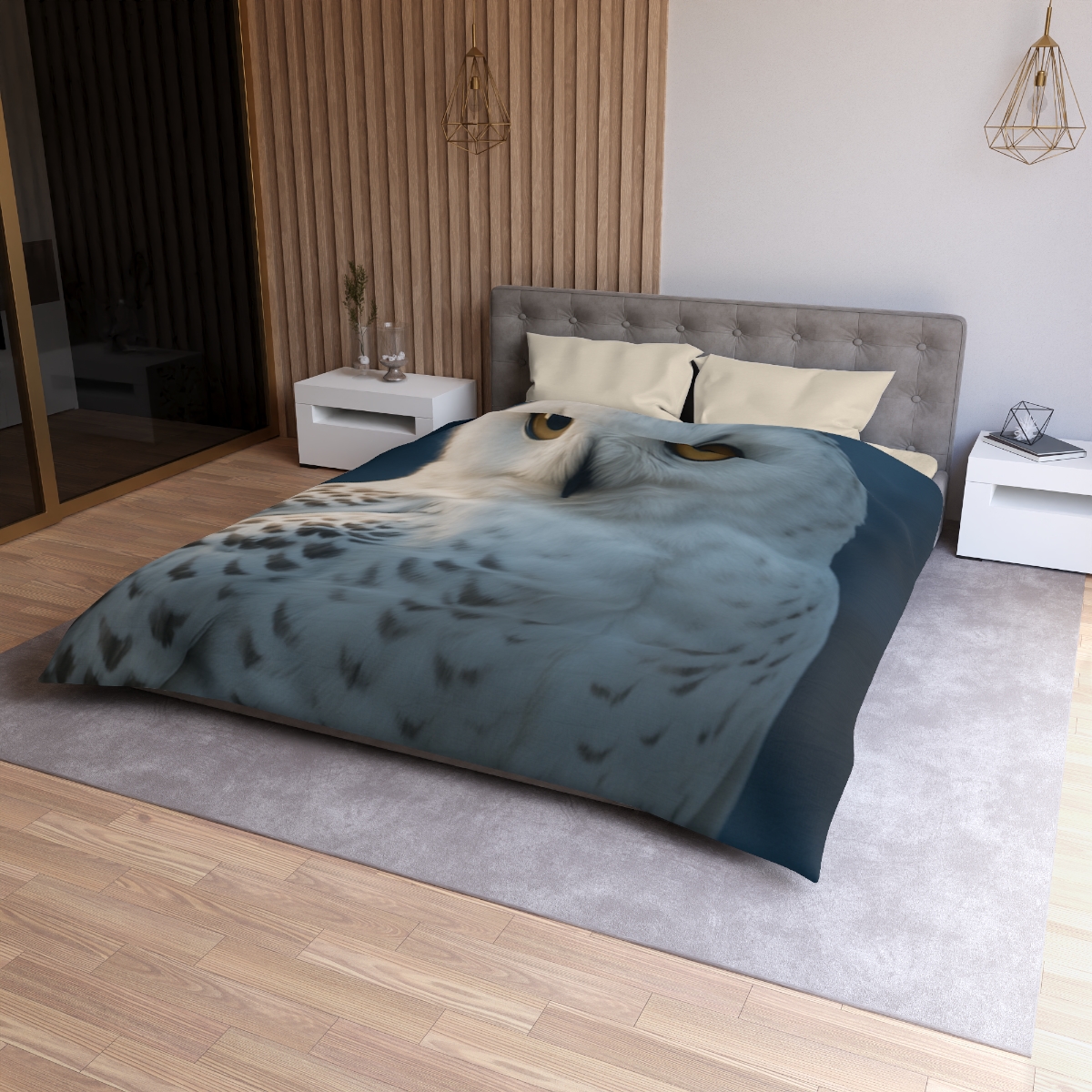 Midnight Watch Snowy Owl personalized bedding duvets