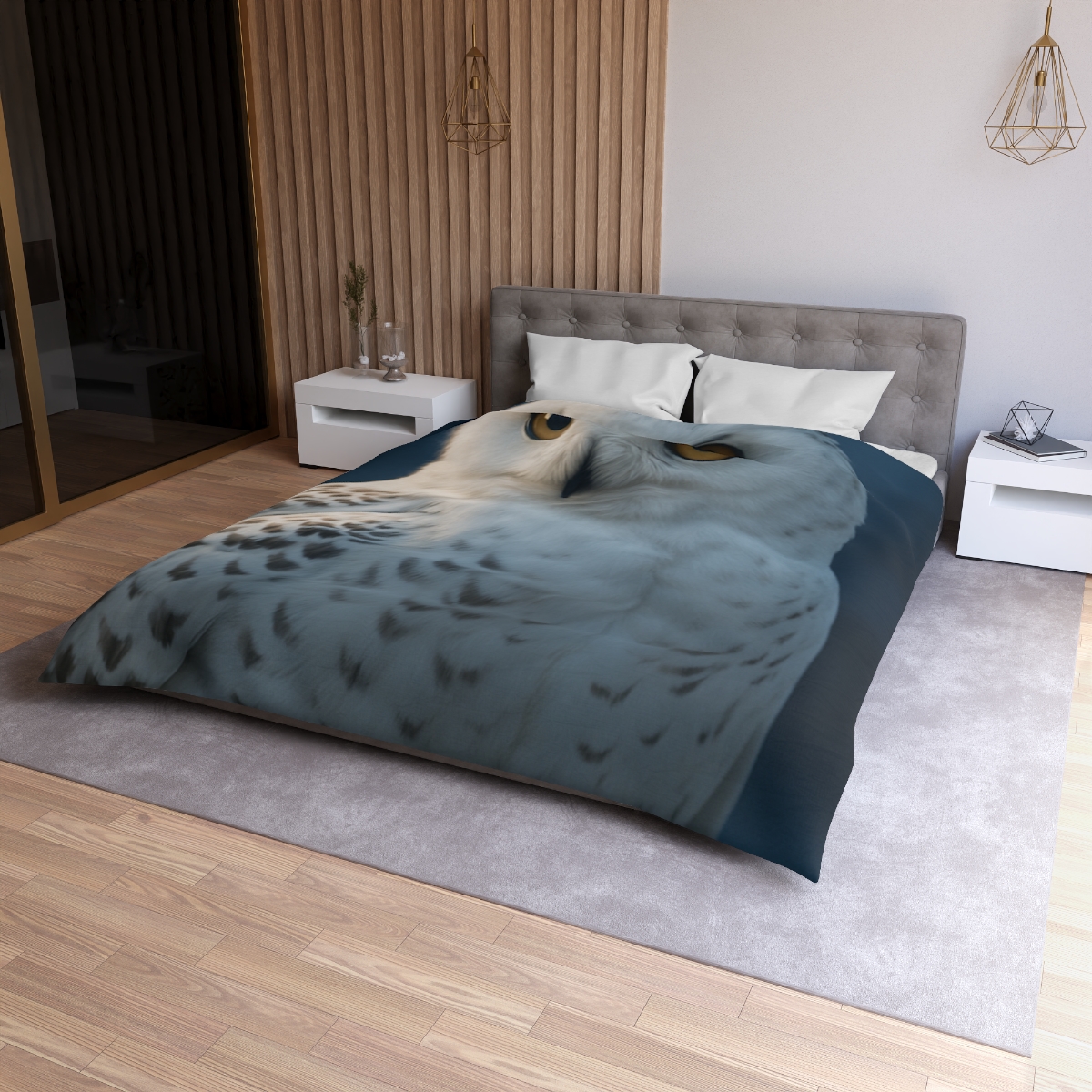 Midnight Watch Snowy Owl personalized bedding duvets