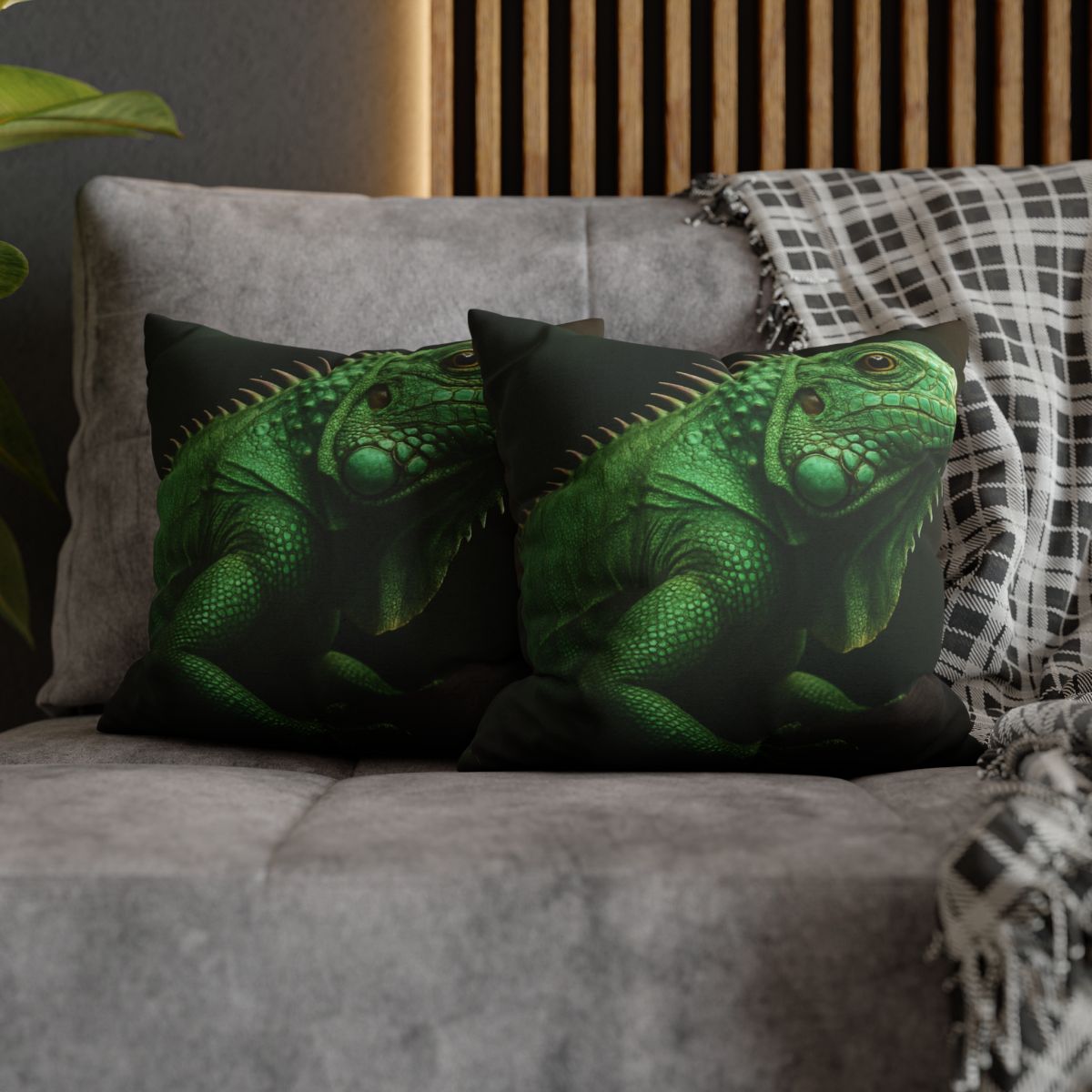 Mirror Glide Green Iguana comfortable bedding pillow covers