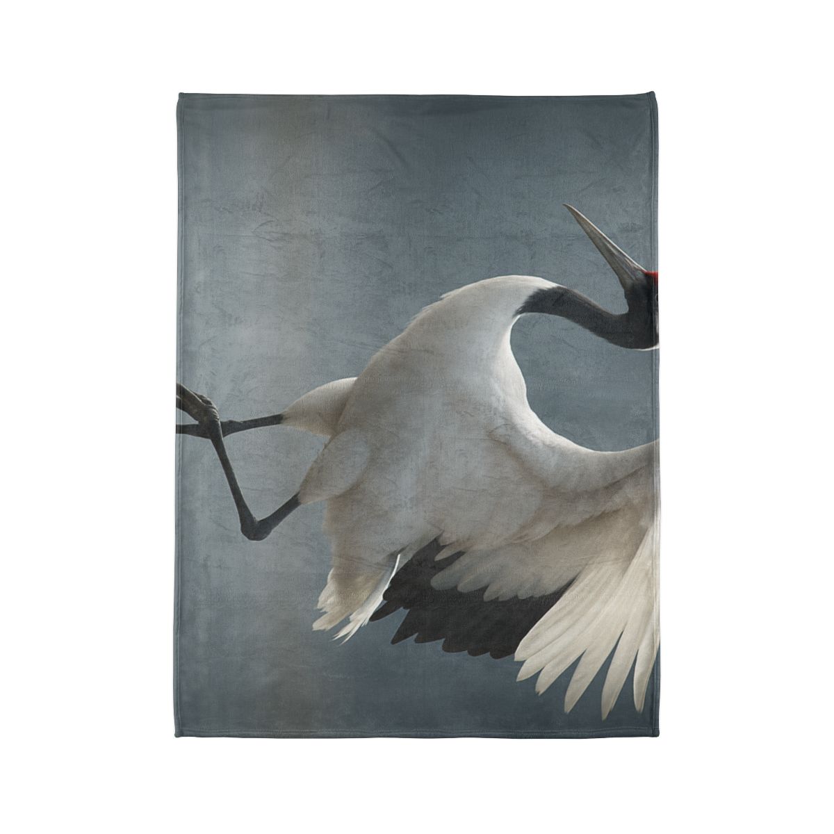 Mist Dancer Red Crowned Crane soft fleece blankets