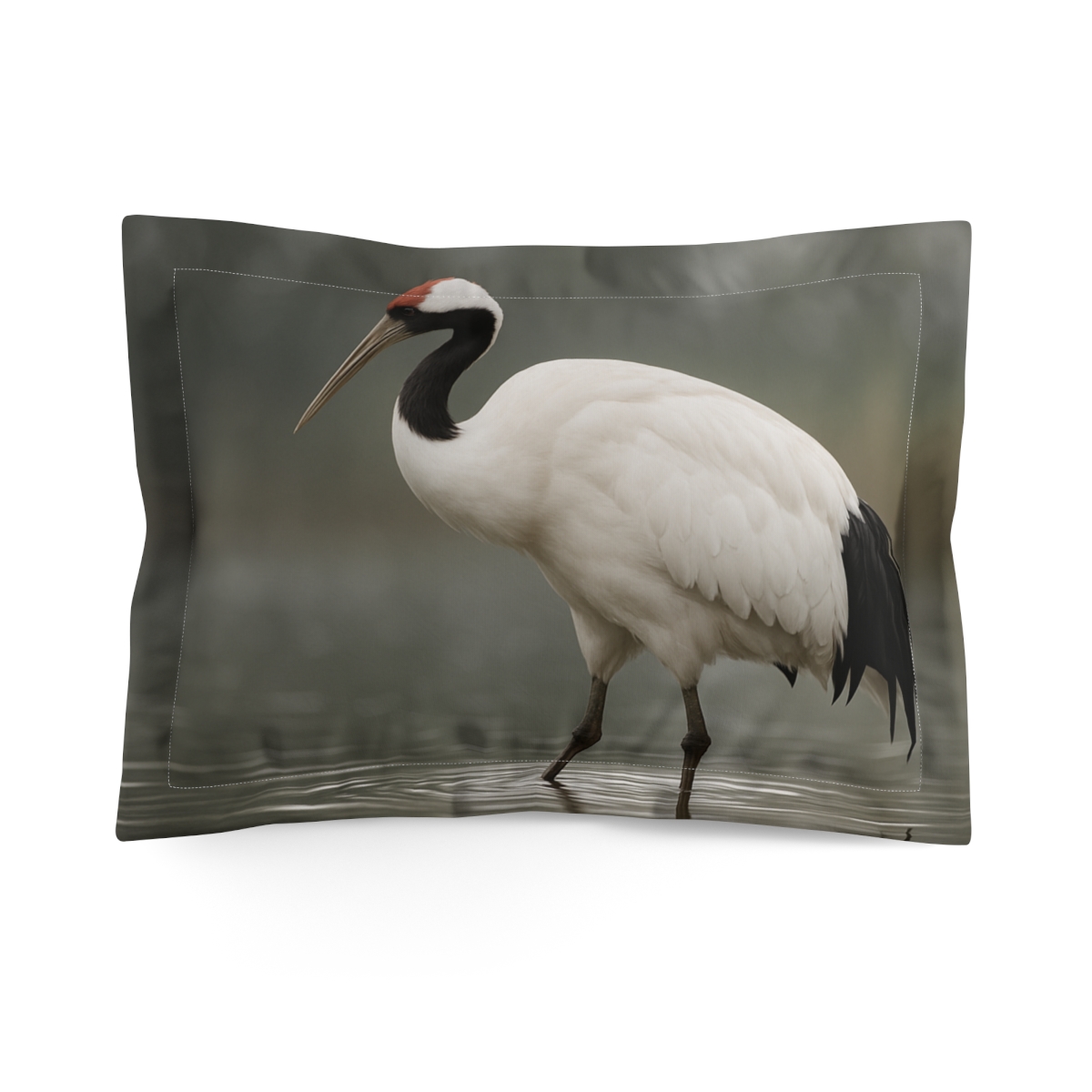 Mist Veil Red Crowned Crane soft plush pillows
