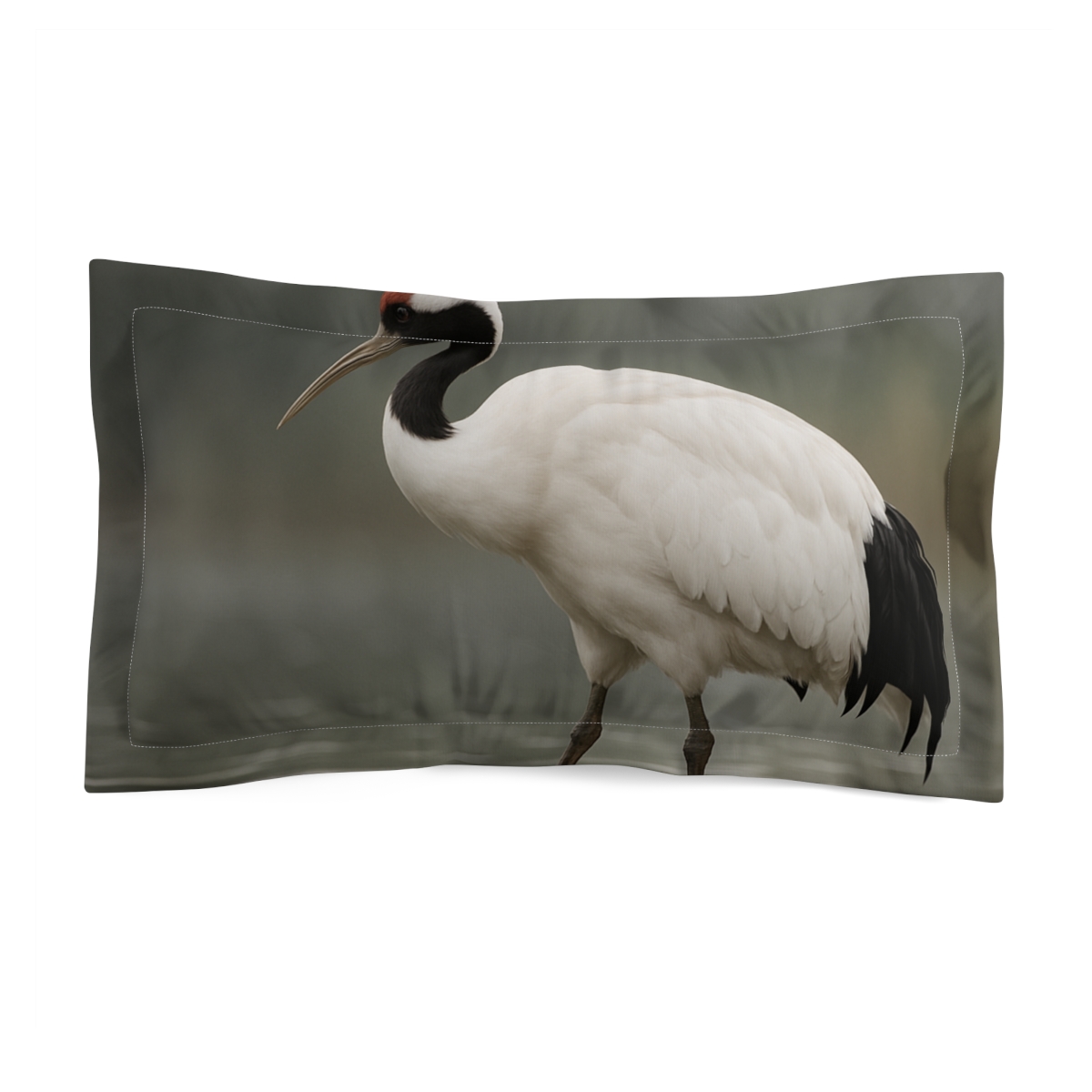 Mist Veil Red Crowned Crane soft plush pillows