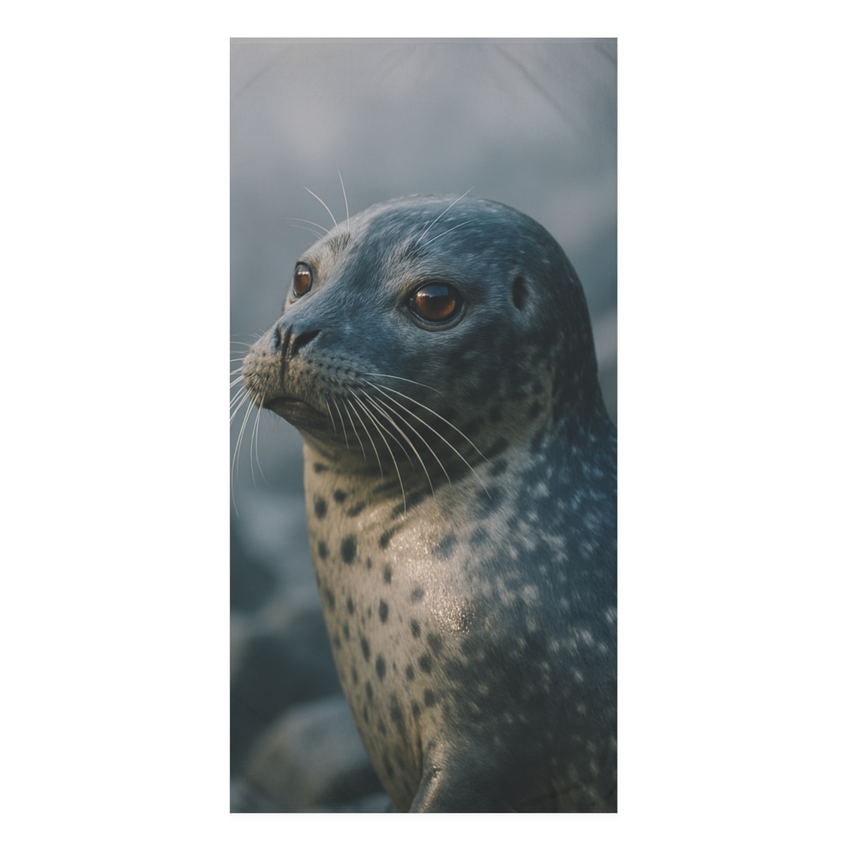 Misty Gaze Harbor Seal designer printed towels