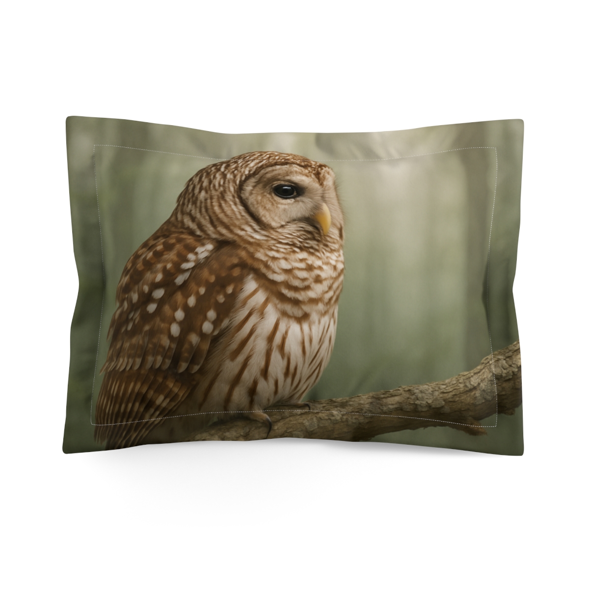 Misty Watcher Barred Owl designer printed pillows