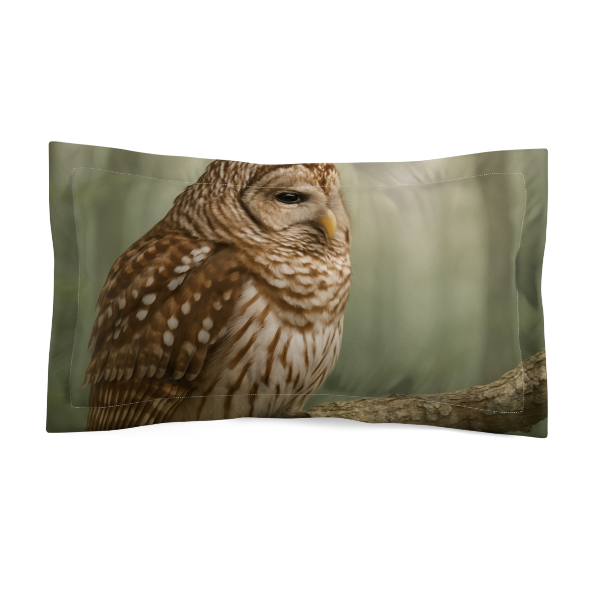 Misty Watcher Barred Owl designer printed pillows