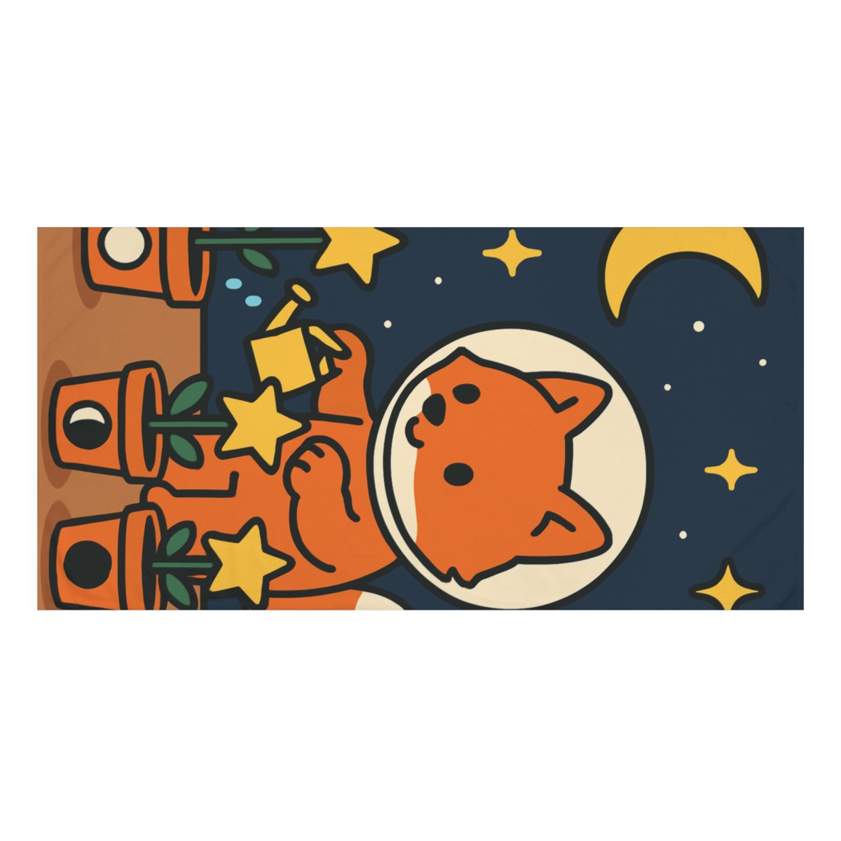 Moon Garden Botanist Fox With Phases Of The Moon personalized bath towels