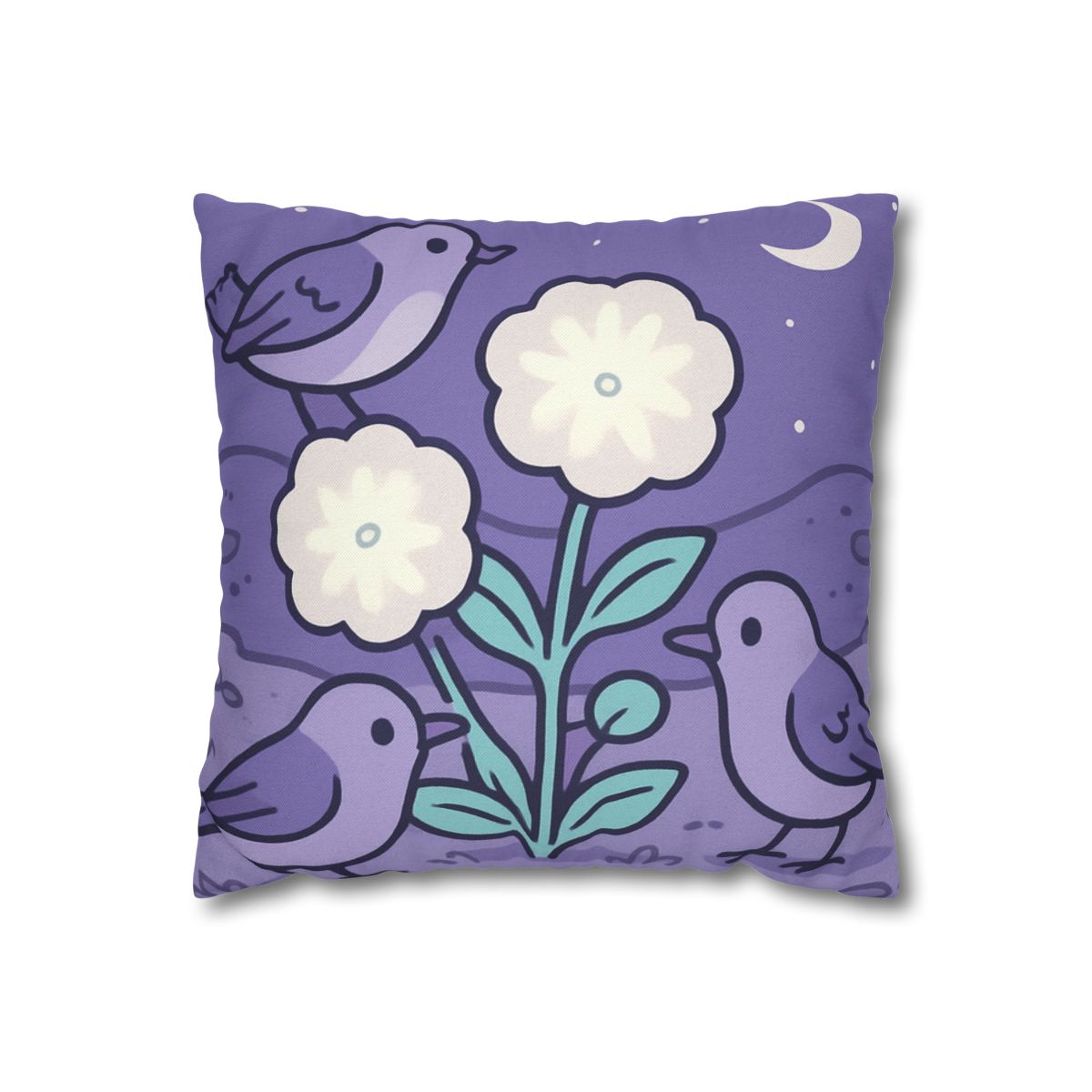 Moon Garden Nightingales designer print pillow cases
