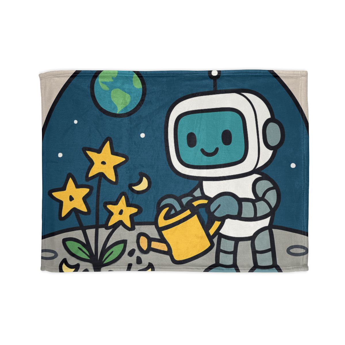 Moon Garden Robot And Space Sprouts custom blankets
